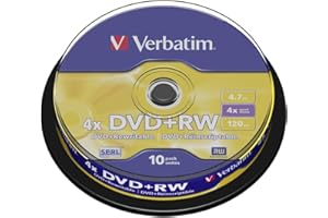 Verbatim DVD+RW 4.7Gb 4x Spindle 10 No 43488 rewritable blank dvd