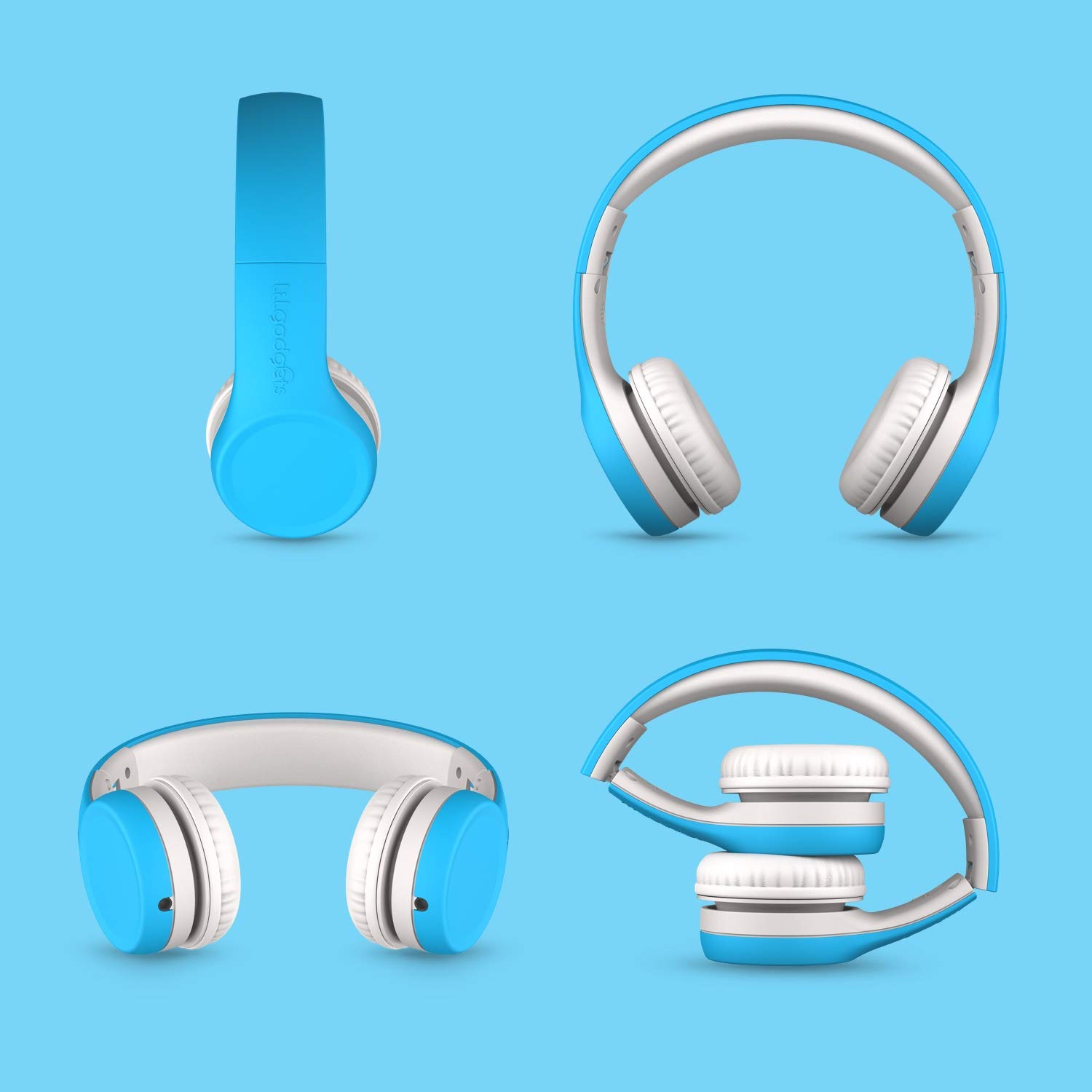 LilGadgets Connect+ Wired Kids Headphones for School w/Microphone, Volume Limiting & Noise Reduction On-Ear Headset w/Cord, SharePort Technology & SoftTouch Padding, Blue - Headphones Wired for Kids