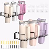 Water Bottle Holder for Stanley 30&40oz Tumbler,2 Pack Carbon Steel Metal Sturdy Cup Organizer,Stanley Cup Holder for Refrigerator,Heavy Duty Hanging Wall Mount for Pantry, Kitchen,Office Accessory