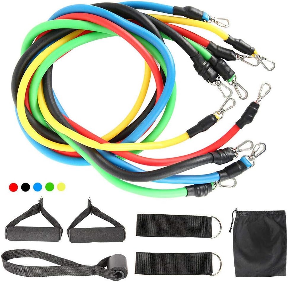 Deyan 11PCS/Set Latex Resistance Bands Crossfit Training Exercise Yoga Tubes Pull Rope Rubber Expander Elastic Bands for Outdoor Indoor Sports Fitness Training