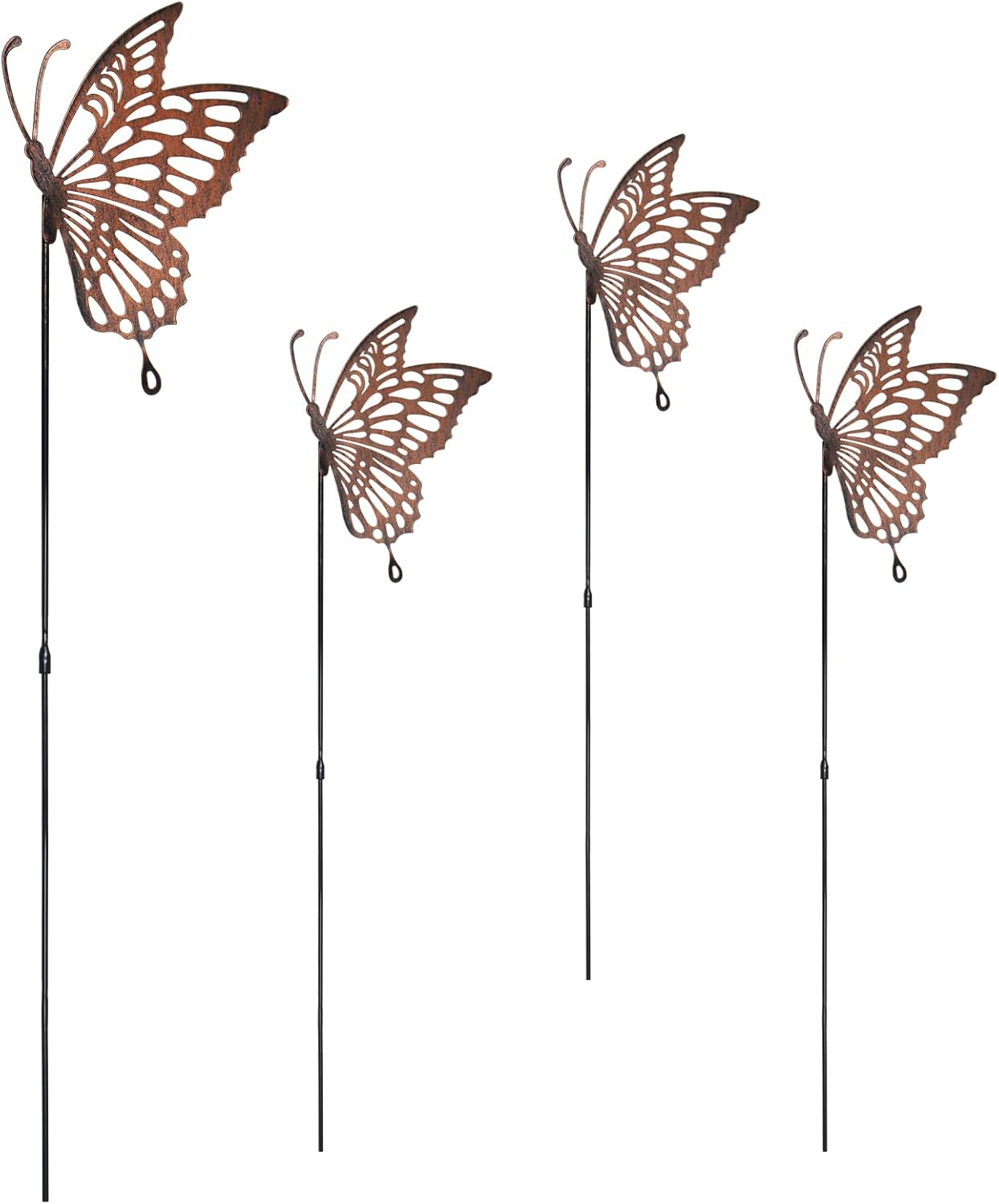 Decorative Garden Stakes - 4 Pack Butterfly Garden Stakes Decor Metal Yard Art Fairy Butterfly Ornaments Memorial Gifts for Patio Lawn Outdoor Decorative 24.8Inch (Butterfly 4)