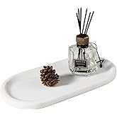 Koville Natural Marble Tray for Bathroom Decor Countertop, Vanity Tray Italy Oval Stone Trays for Candles Perfume, Storage Trays for Cosmetics, Jewelry, Decorative Tray for Dresser Organizer(White)