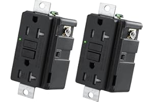 Wengart Generator GFCI Outlet,AC125V 20Amp 60Hz,Meet UL2018,Self-Test Industrial Grade for Industrial Generators and Other Machines,Black (2Pack)