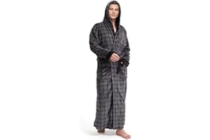 FG FEAYIGUDIM Cozy Plush Fleece Robe for Men, Big and Tall Hooded Long Robe, Warm Loungewear, Shawl Collar Pocketed Bathrobe