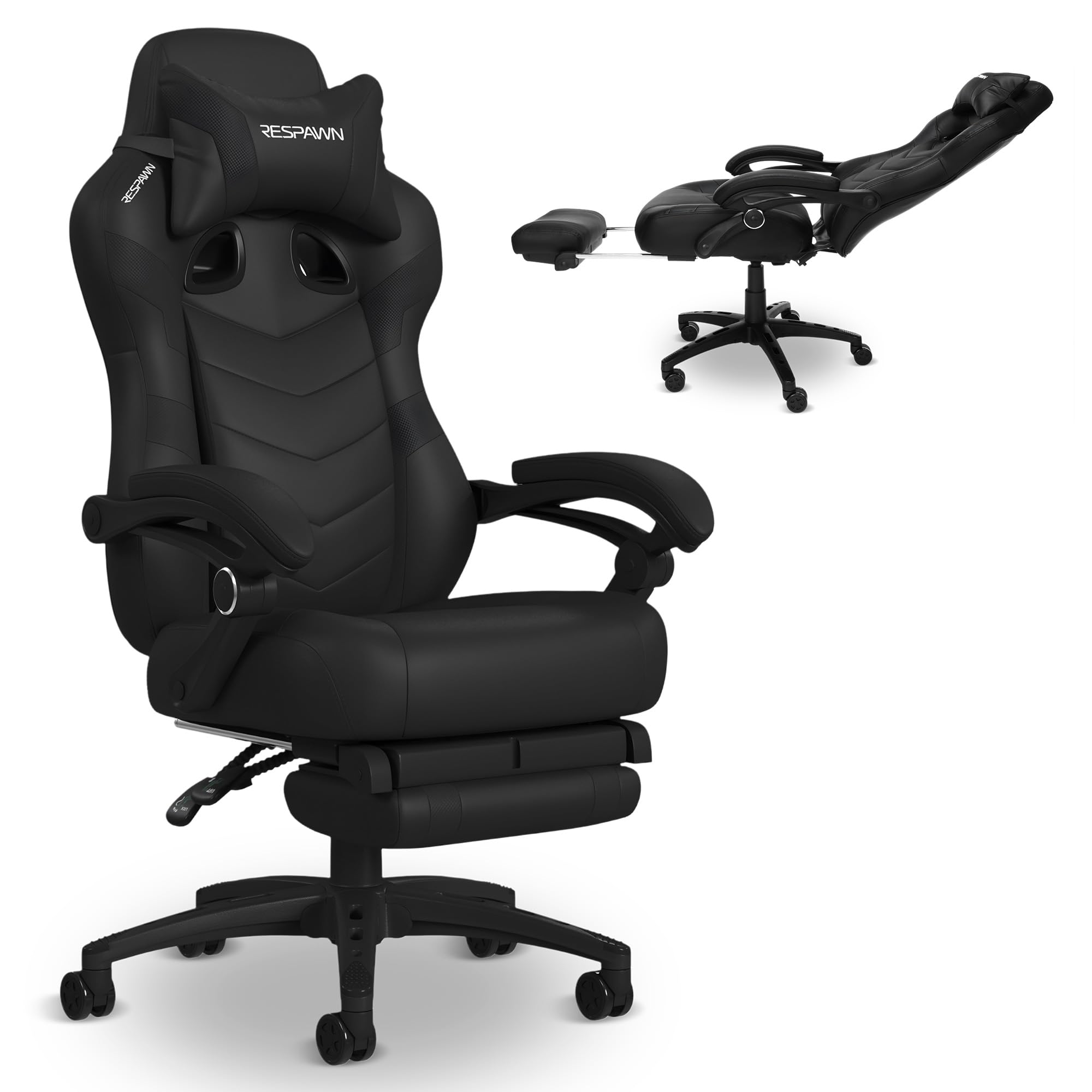 Photo 1 of ** used / missing parts/ untested***
RESPAWN 110 Pro Ergonomic Gaming Chair with Footrest for Adults - Comfortable Office Gaming Recliner with Lumbar Support and Headrest, Racing Style Video Game Chairs for Computer Gamer - Black