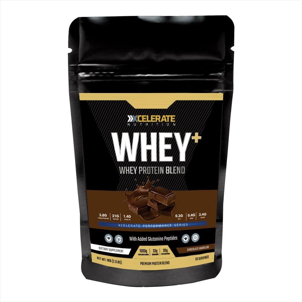 XCelerate Nutrition Whey+ 1KG 33 Servings Impact Whey Protein Blend Shake Powder Optimum Lean Muscle Diet Weight Loss Shakes