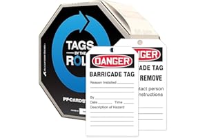 AccuformNMC NMC 250 Safety Tags by-The-Roll, Caution Barricade, OSHA Compliant Tags, Waterproof PF-Cardstock, Resists Tears, 6.25"x3", TAR158, American Made Safety Tags, Signs, and Labels
