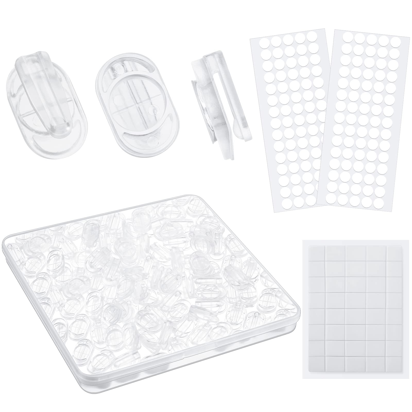 Photo 1 of 120-Piece Adhesive Plastic Sticky Clips - Clear, Reusable, Removable Small Poster & Wall Clips for Teachers & Home Office