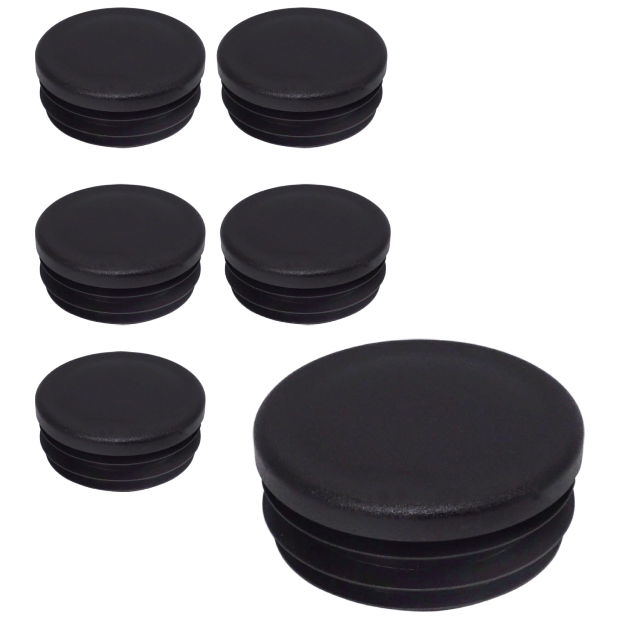 SKIR'CO (6 pcs) Round Tube Inserts 45 mm, Fence Post Plugs, Black Plastic Tube End Caps, Pipe Plugs, Black RAL 9005