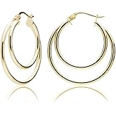 Hoops & Loops 925 Sterling Silver Double Circle 25mm Round-Tube High Polished Click-Top Hoop Earrings for Women