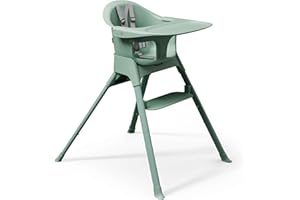 Mompush Olli 7-in-1 Convertible High Chair for Babies and Toddlers – Adjustable Height & Footrest, Dishwasher-Safe Tray, Compact Foldable Design for Easy Storage & Travel, Lightweight Yet Durable