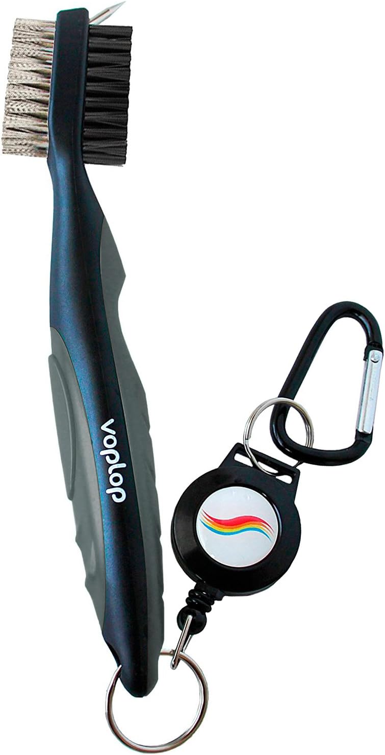 Voplop Golf Brush and Club Groove Cleaner - Easily Attaches to Golf Bag - Deep Clean Iron Grooves - Cleaning Club Face - Bag Clip & Retractable Extension Cord