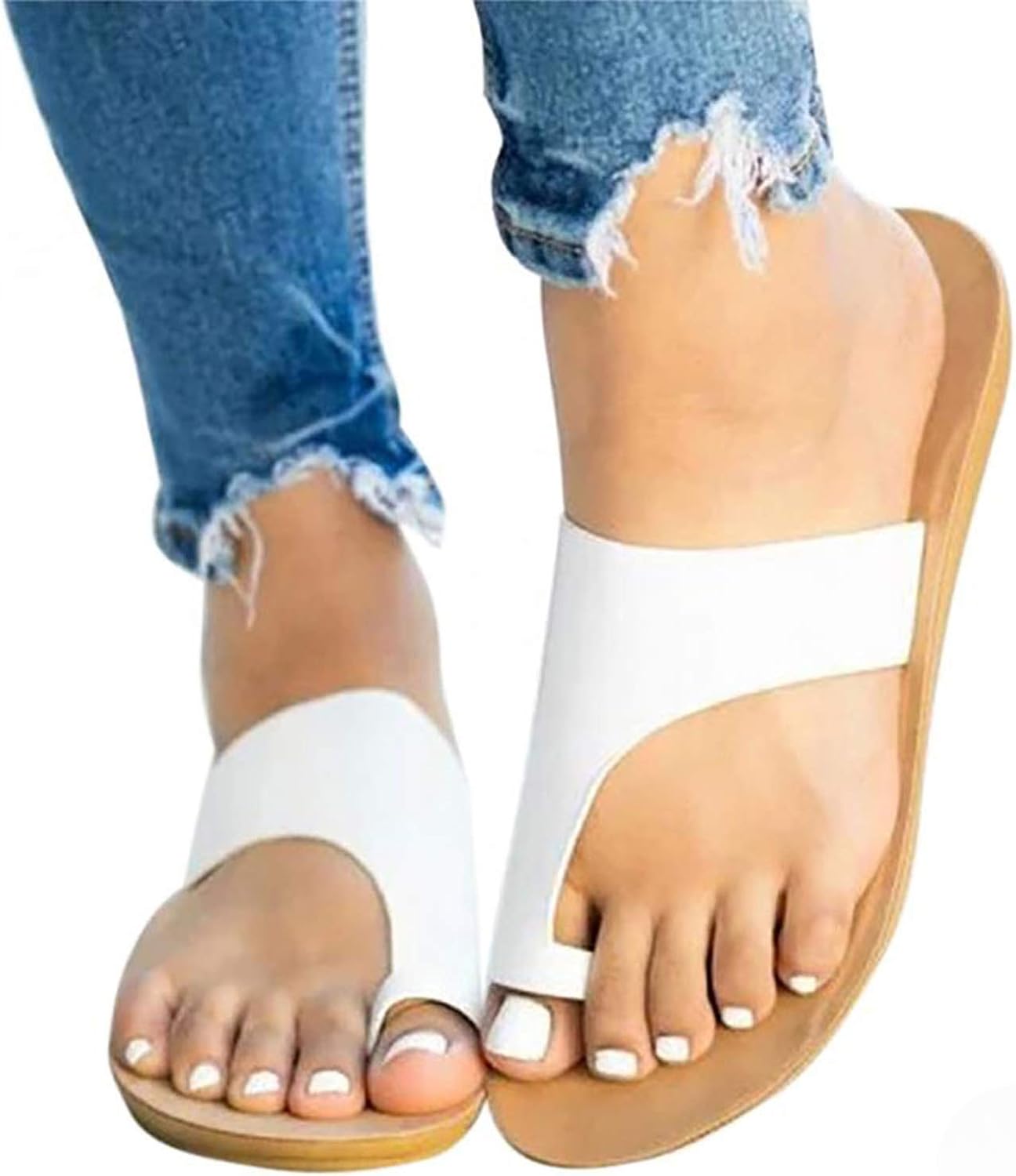 Wygwlg Women Comfy Flat Sole Sandal Casual Soft Big Toe Foot Correction