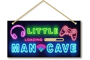 Rutiyoka Little Man Cave, Boys Gaming Room Decor Wooden Door Sign for Gamer Room, Baby Boys Bedroom Wall Decorations for Nursery Toddler Nursery Playroom Wall Art