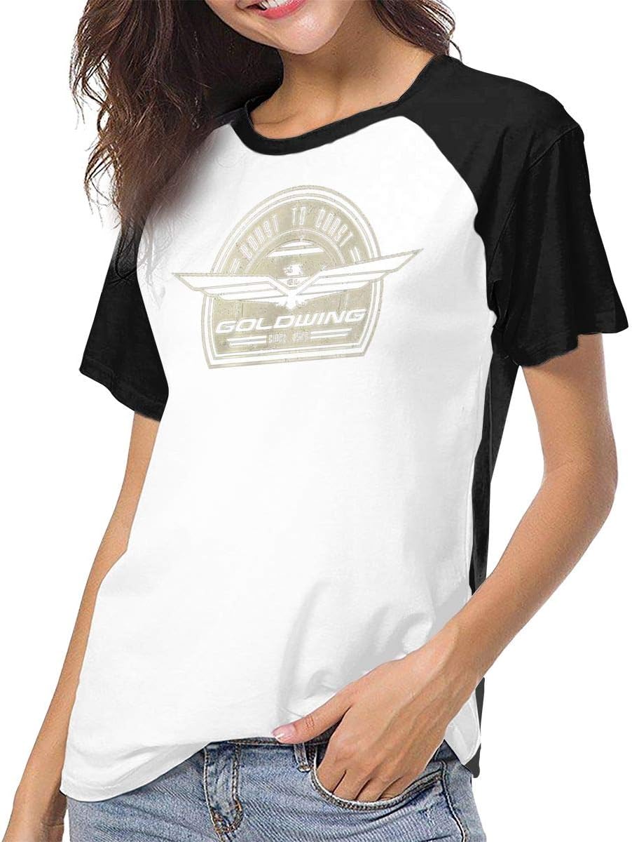 Fional Womens Raglan Baseball T-Shirt Goldwing-Retro Printed Crew Neck Casual Tee Tops
