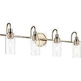 Kichler Kavi 31.5" 4-Light Vanity Light with Clear Glass in Champagne Bronze, Damp Rated, for Bathroom, Powder Room, Over a M