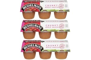 LINDESA Musselman's Chunky Apple Sauce (Pack of 3) 6 - 4 oz Cups per Pack (18 Cups Total)