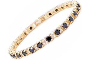 RIZILIA Eternity Tennis Bracelet & Round Cut CZ in Yellow Gold Plated, 7"