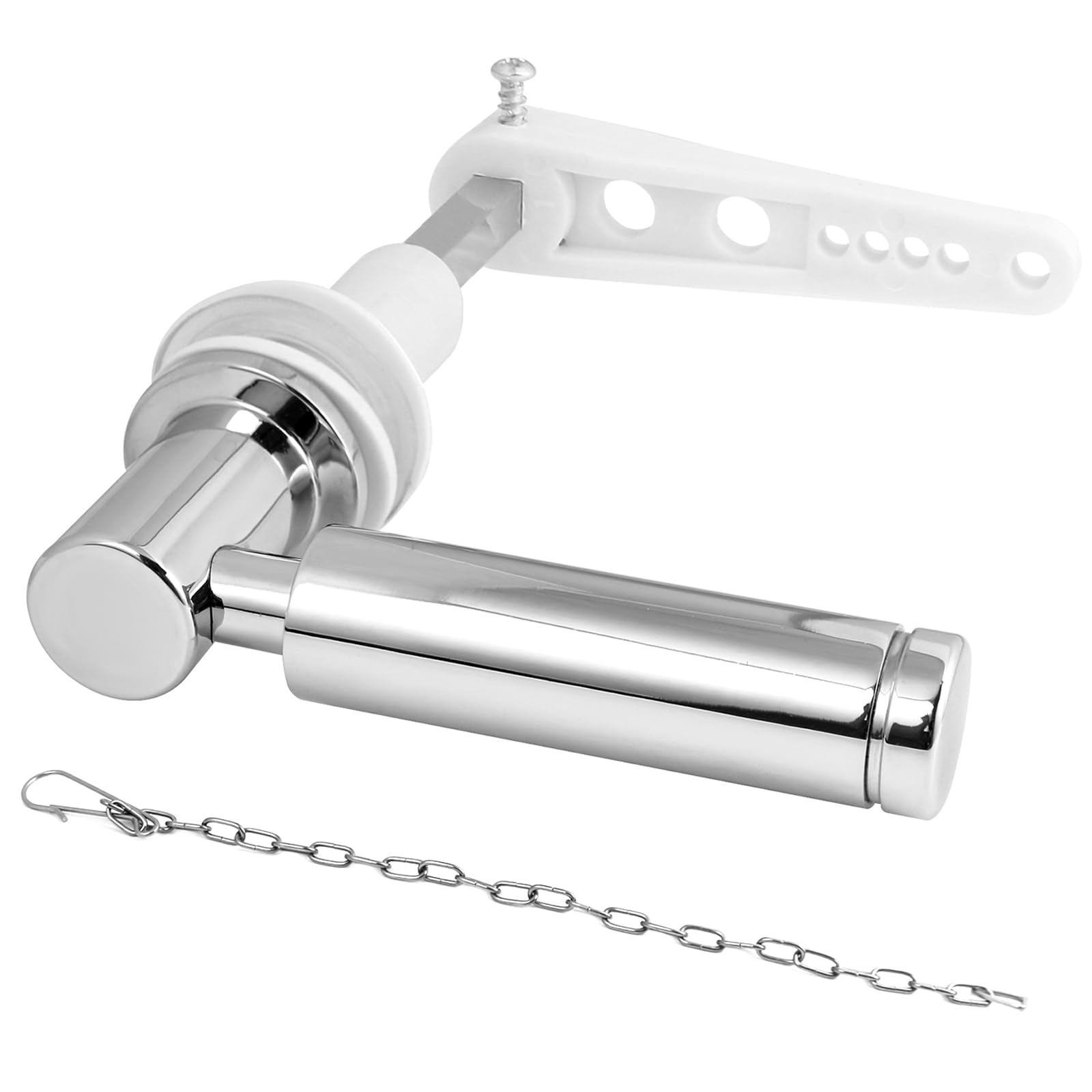 LUBOXIN Toilet Flush Handle Zinc Alloy Cistern Handle Replacement Kit - Universal Toilet System - Silver
