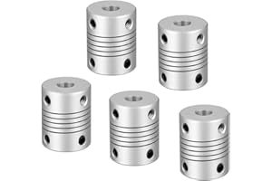 RANIT 5Pcs 6mm to 6.35mm Aluminum Alloy Shaft Coupling Flexible Coupler Motor Connector Joint L25xD19 Silver