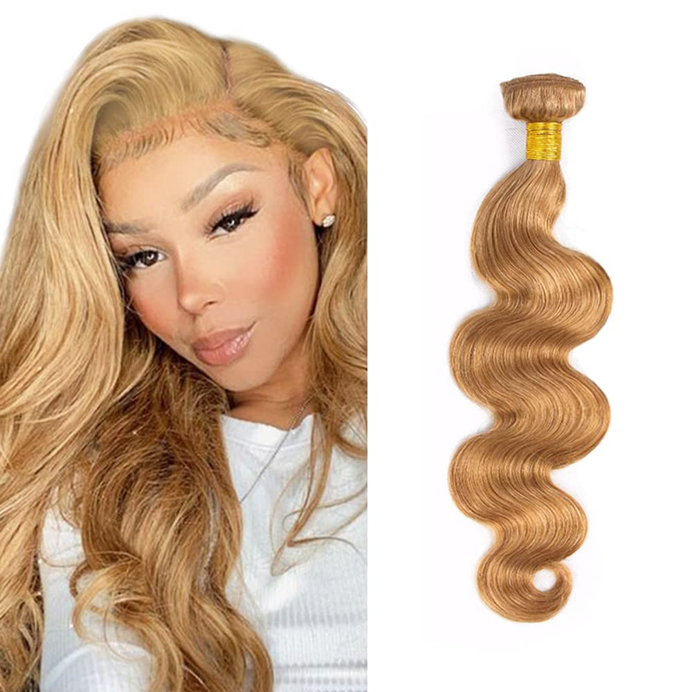 View 1 of #27 Blonde Bundles Human Hair Body Wave Bundles 24 Inch Honey Blonde Body Wave Bundle Human Hair Extensions Unprocessed Virgin Remy Hair 1 Bundle 50 Gram Per Bundle