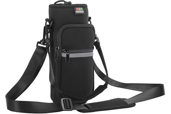 Nuovoware Water Bottle Carrier Bag,25oz/40oz/64oz Bottle Pouch Holder,Adjustable Shoulder Hand Strap 2 Pocket Sling Neoprene