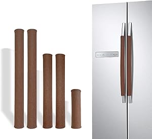 Hiili & Kaala Refrigerator Door Handle Covers 5 Pieces Handmade Decor for Kitchen Appliances Keep It Clean to Prevent Water Droplets and Food Stains (Brown)