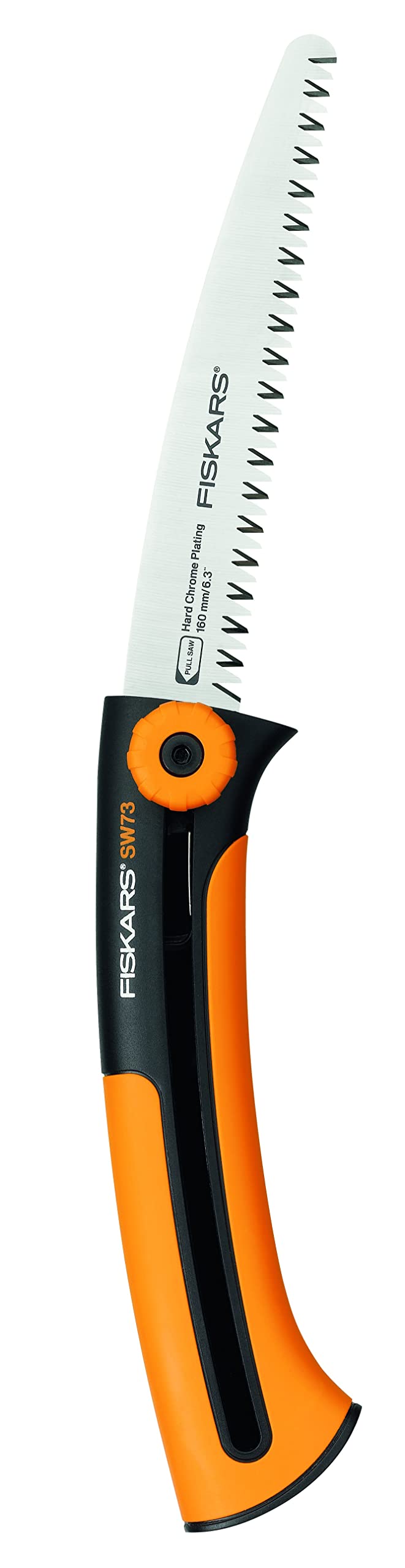 Fiskars Handsaw for Fresh Wood, Coarse Serration, Saw Blade Length: 16 cm, Retractable, Stainless Steel Saw Blade, Black/Orange, Xtract, SW73, 1000613