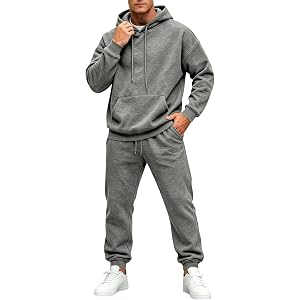 Mens Track Suits 2 Piece Set Jogging Tracksuit Baggy Matching Hoodie and Sweatpants Casual Sportswear