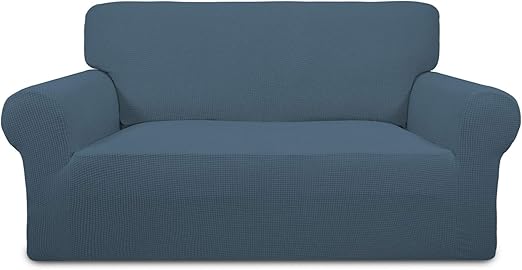 Amazon Com Purefit Stretch Loveseat Sofa Slipcover Spandex Jacquard Non Slip Soft Couch Sofa Cover Washable Furniture Protector With Non Skid Foam And Elastic Bottom For Kids Loveseat Bluestone Kitchen Dining