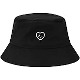 XMMAXFLOW Fashion Embroidered Bucket Hat Cotton Summer Beach Sun Hat for Women Men Teen