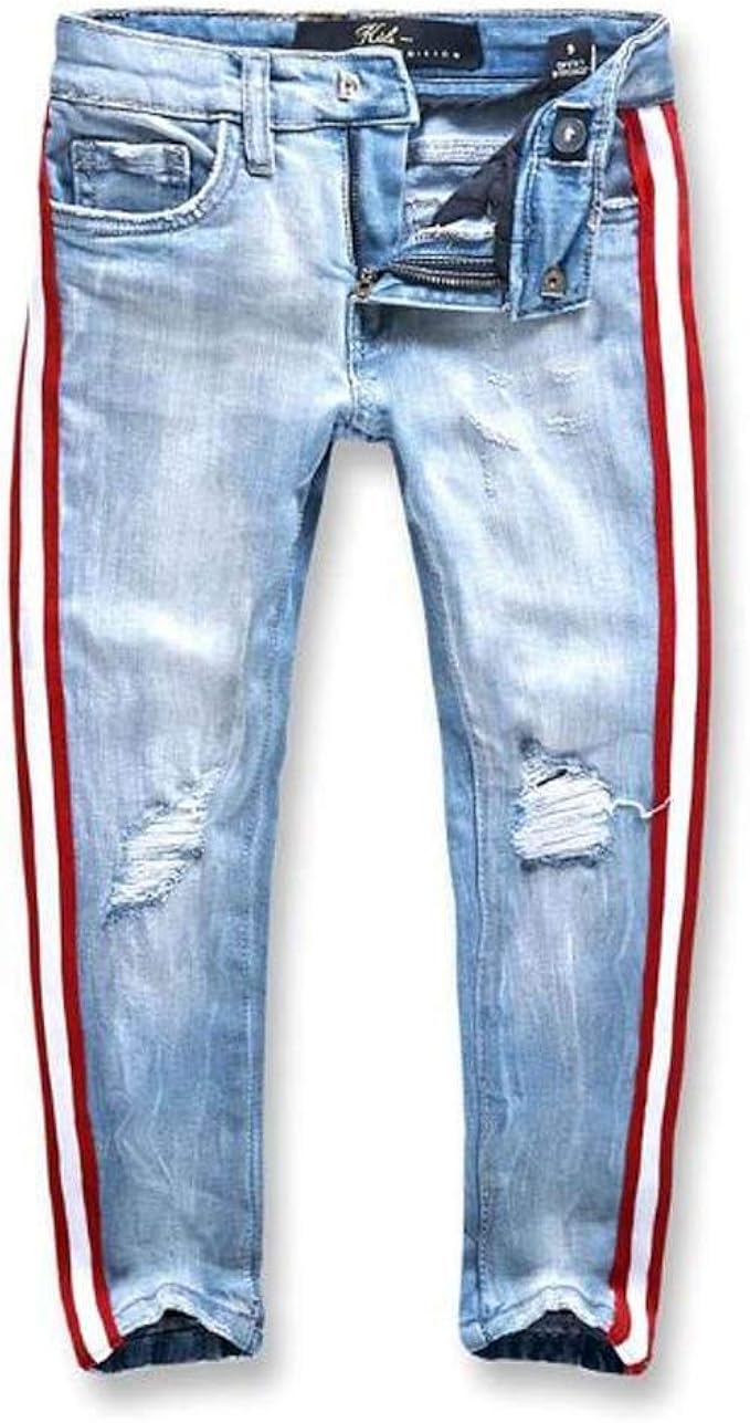 Amazon.com: Jordan Craig Kids Grand Prix Striped Denim Jeans Ice Blue - Ice Blue - 7: Clothing