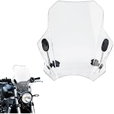 Motorcycle Universal Windshield 16.7" Windscreen Deflector, Transparent | Compatible with Yamaha Harley Honda Kawasaki Suzuki BMW Vulcan Cruiser, Enhanced Wind Protection, 7/8" 1" 1 1/8" Handlebars
