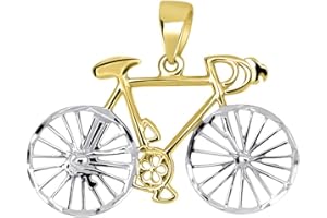 Jewelry America Solid 14k Yellow Gold Two-Tone Bicycle Bike with Textured Wheels Pendant