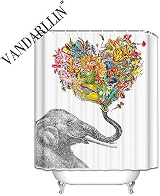 Amazon Com Vandarllin Happy Elephant Shower Curtain 72 X 72