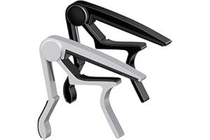 DIDA 2 Pack Guitar Capo for Acoustic, Classical, Electric Guitars, Ukulele, Mandolin, Banjo, and other string musical instruments, Quick Release, Memory Silicone Pad, Buzzing-Free (Black & Silver)