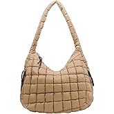 Crbeqabe Puffer Tote Bag for Women Large Quilted Tote Bag Soft Puffy Crossbody Bag Quilted Carryall Bag Hobo Handbags
