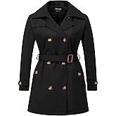 Chrisuno Women's Plus Size Double Breasted Trench Coats Mid-Length Belted Overcoat Dress Jacket with Detachable Hood