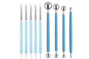 UUSYCUN 9PCS Sculpting Clay Dotting Tools, Dotting Tools for Painting Mandalas, 2-Way Ball Stylus Clay Tools for Embossing, Sculpting, Shaping, Nail Art, Polymer Clay, Pottery Crafts, Rhinestone, Rock
