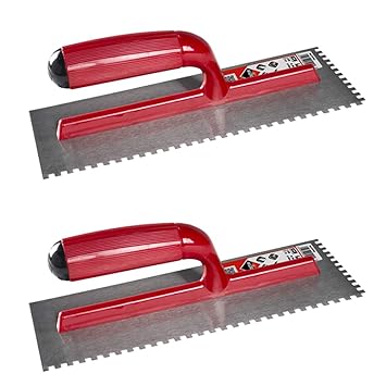 Rubi 25903 High Wear Resistant Steel Trowel (11x4 Inches, Notch Size 6x6mm) - Pack of 2