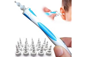 NBEW QGrips Earwax Removal-Spiral Ear Wax Removal Tool, Reusable Earwax Removal Kit Safe Ear Cleaner with 16 Pcs Soft and Flexible Replaceme