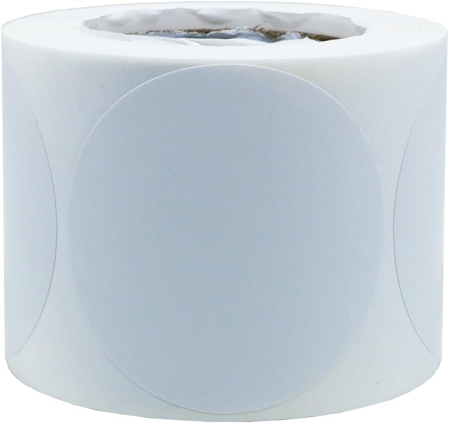 Hybsk White Color Coding Dot Labels Round Semi Gloss Paper Stickers Adhesive Label (2 Inch)