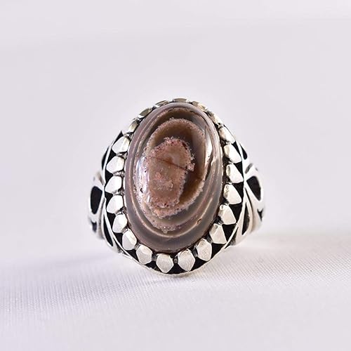 Amazon Com Yemeni Suleiman Aqeeq Ring Ø®Ø§ØªÙ Ø³ÙÙÙØ§ÙÙ Ø¹ÙÙÙ Ø³ÙÙÙØ§ÙÙ Alaligems Sterling Silver Ring Us Size 9 5 Handmade