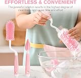 Vicloon 3PCS Baby Bottle Brush Silicone Bottle Cleaner Pink view 7