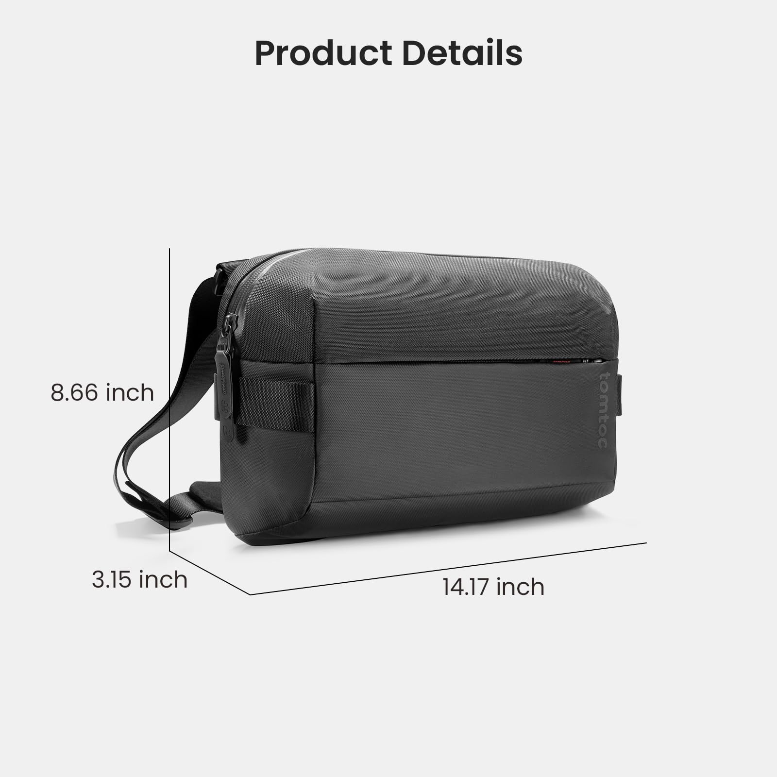 tomtoc Compact EDC Sling Bag, Minimalist Chest Shoulder Backpack Crossbody Bag for Men Women, Lightweight Carry Casual Bag