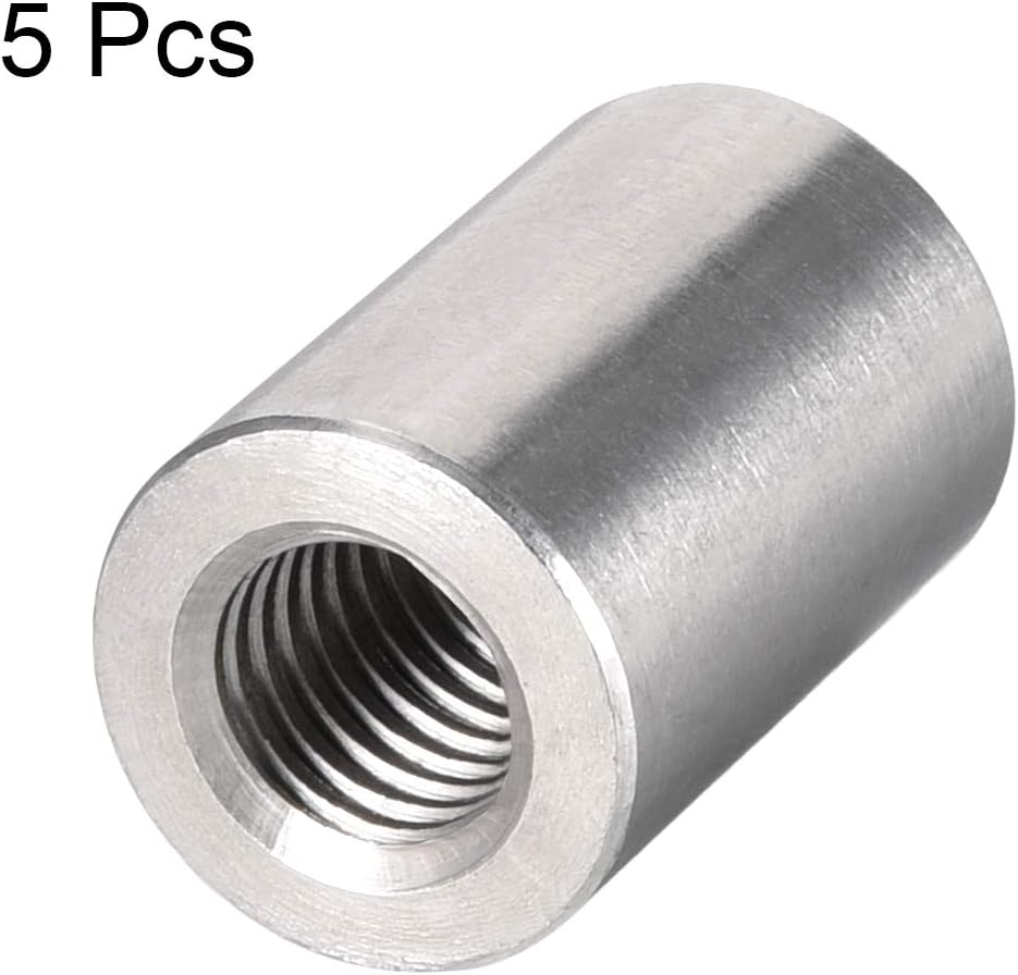 sourcing map Round Connector Nuts, M12x30mm Height Sleeve Rod bar Stud Nut Stainless Steel 304, Pack of 5 - Image 4