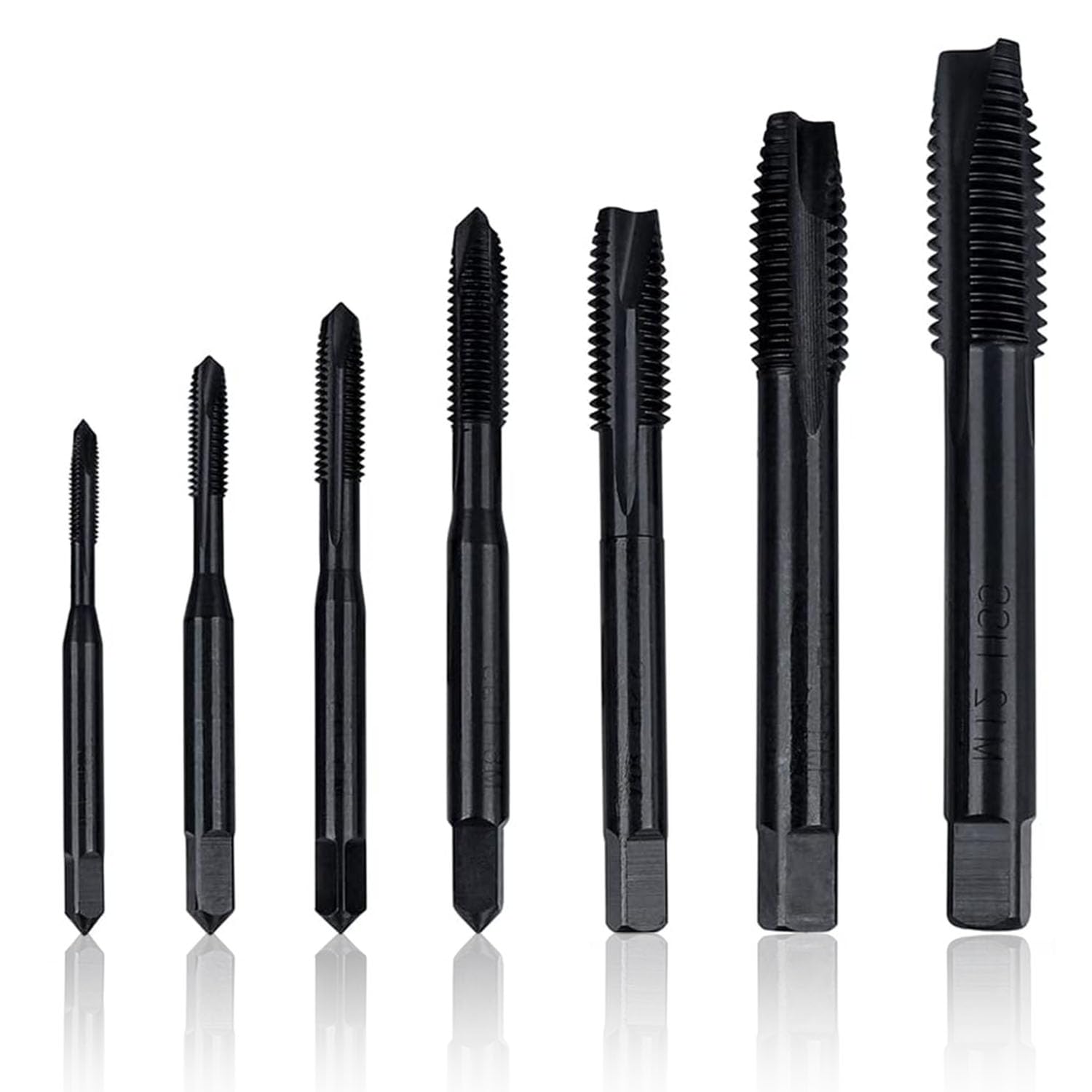 Bestgle 7pcs Nitriding Coated Spiral Screw Thread Tap HSS 6542 Metric Machine Threading Taps Set M3 M4 M5 M6 M8 M10 M12 Tapping Tool