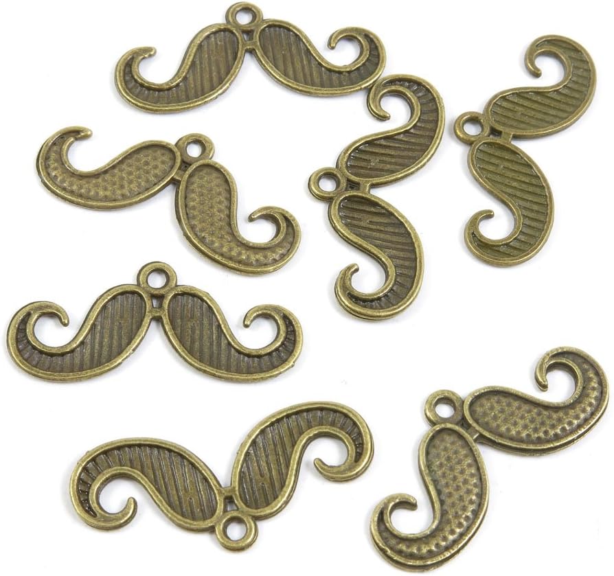 100 PCS Jewelry Making Charms Ancient Antique Bronze Fashion Jewelry Making Crafting Charms Findings Bulk for Bracelet Necklace Pendant A02781 Mustache Beard