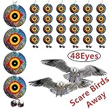 Bird Repellent Discs - Scare Birds Away 48pcs Bird Scarer Eyes Double Sided Keep Birds Away Disks - Keep Birds Woodpecker Pigeon Away from Repellent Disks