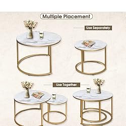 aboxoo Coffee Table Nesting White Set of 2 Side Set
